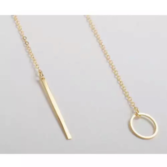 NEW💙💎💛MODERN💛GOLDEN💛CIRCLE💛BAR💛NECKLACE💎💙 - Picture 4 of 8